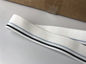 Luksus elastik - hvid med to striber, 23 mm